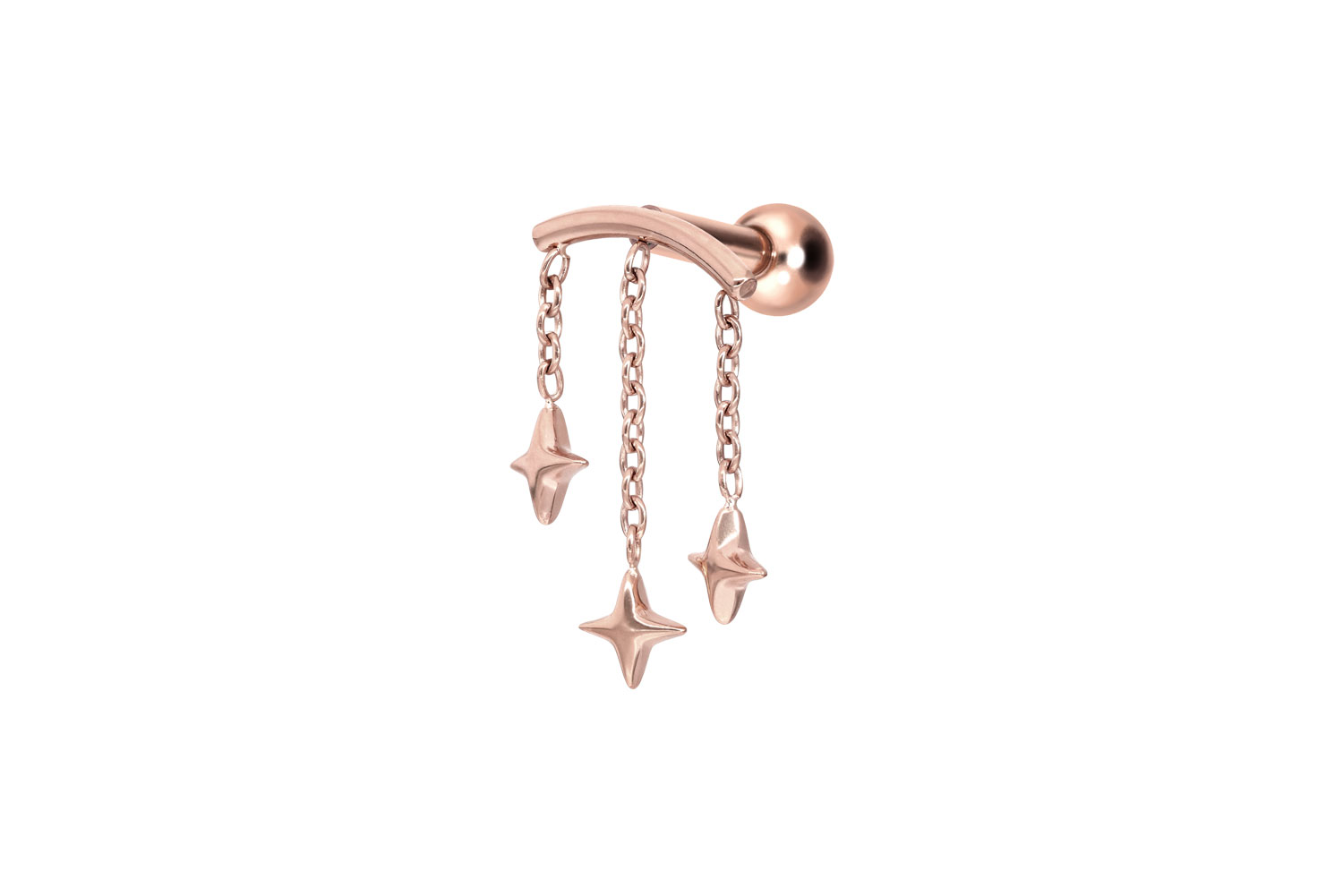 Titan Ohrpiercing mit Innengewinde BOGEN + 3 STERNE